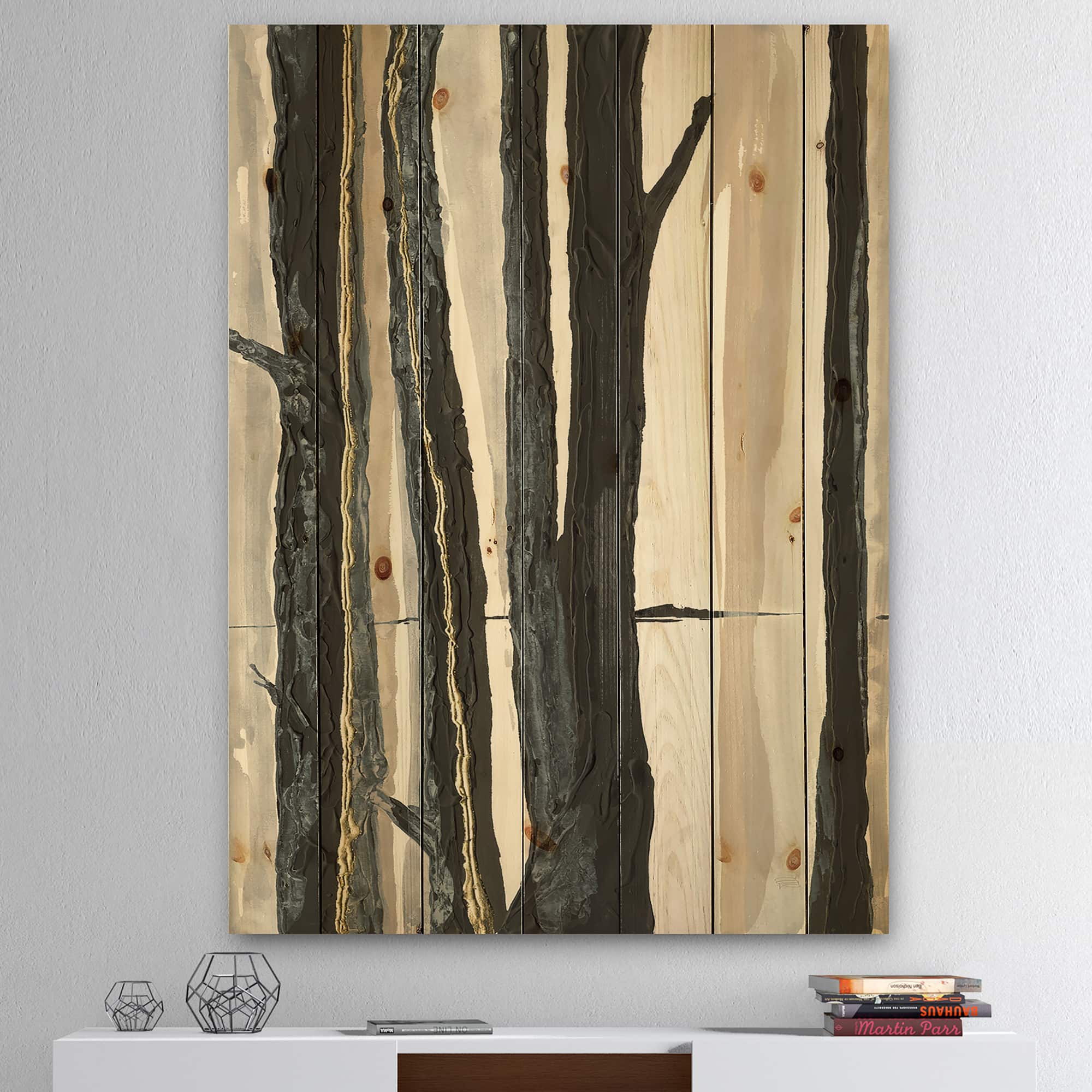 Designart - Forest Silhouette II - Modern Farmhouse Print on Natural Pine Wood